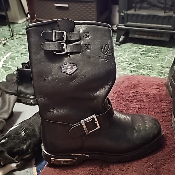 Harley Davidson Black Leather Motorcycle Boots, size 10